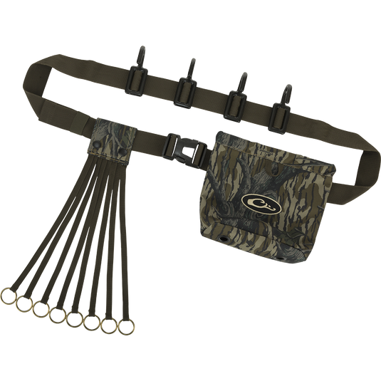 Ultimate Timber Strap: Adjustable tree strap with a shell pouch and metal hooks for storage. Ideal for timber hunts.