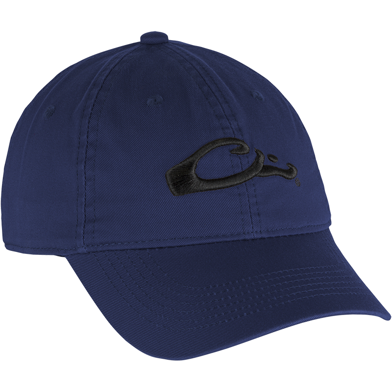 Cotton Twill Cap with low-profile silhouette, brass buckle back strap, and contoured bill. Ideal for everyday wear, this stylish cap is a wardrobe staple.