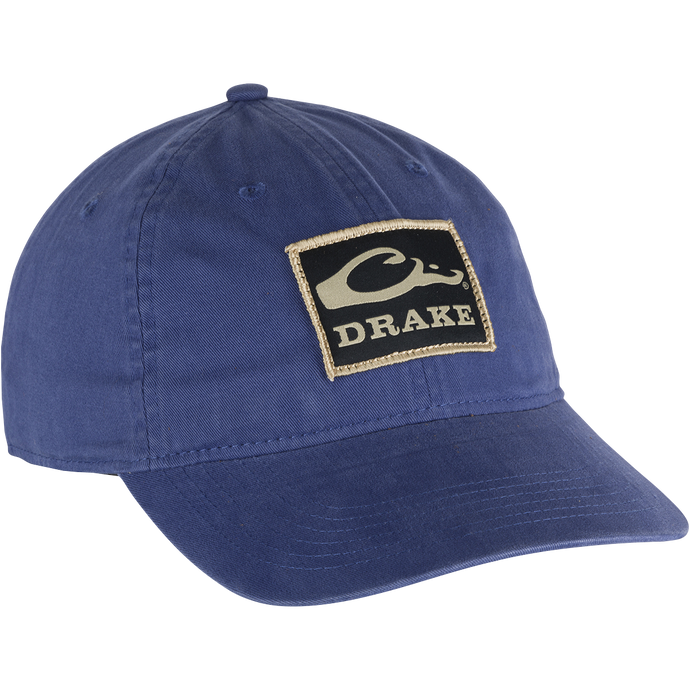 A low profile Cotton Twill Patch Cap with a logo on it.