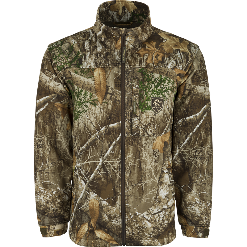Endurance Full Zip Jacket: Lightweight, silent camouflage jacket with a quarter-zip neck, magnetic chest pocket, and odor control technology. Perfect for cool fall days.