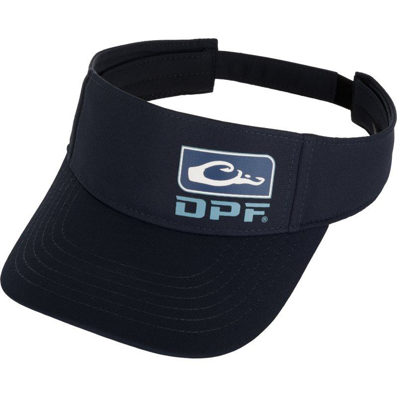 DPF Badge Logo Performance Visor, a black visor with a logo, perfect for sun protection and a comfortable fit.