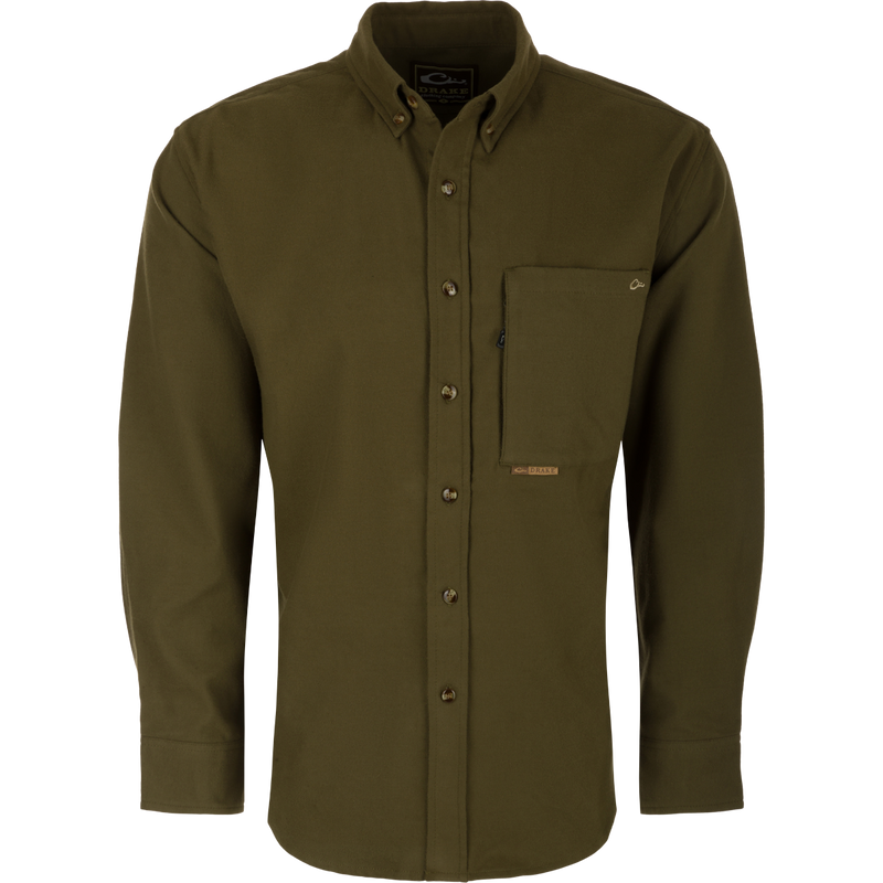 Autumn Brushed Twill Long Sleeve Shirt with button-down collar, back box pleat, and two pockets for extra storage. Lightweight and breathable.