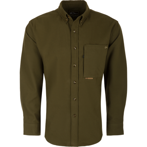 Autumn Brushed Twill Long Sleeve Shirt with button-down collar, back box pleat, and two pockets for extra storage. Lightweight and breathable.