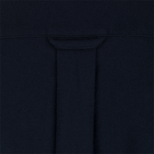 Autumn Brushed Twill Long Sleeve Shirt - A close-up of a black jacket made from 100% brushed cotton twill, featuring a classic button-down collar, back box pleat, and two pockets for extra storage. Lightweight and breathable, perfect for cooler seasons.