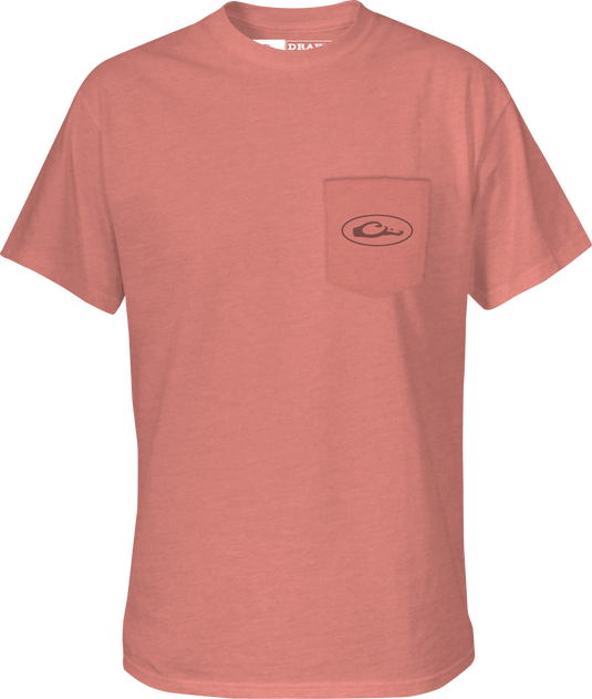 Green Teal Circle T-shirt with front pocket and Drake logo, crafted with 60% cotton and 40% polyester. Comfortable and stylish.