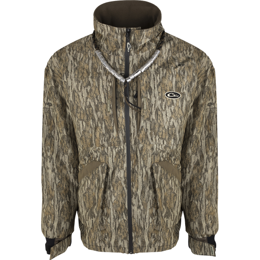 MST Refuge 3.0 Fleece-Lined Full Zip jacket with necklace, hat, zipper, and fabric details. Waterproof, windproof, and breathable. Perfect for hardcore hunters.