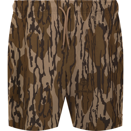 Dock Short 6" - A durable camouflage shorts with drawstring, elastic waist, and multiple pockets. Water resistant and quick drying.