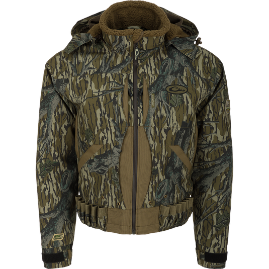 Guardian Elite Flooded Timber Insulated Jacket - Camouflage jacket designed for tree hunters. Features waterproof fabric, body-mapped insulation, and multiple pockets.