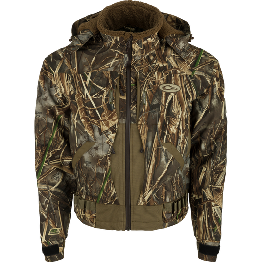 Guardian Elite Flooded Timber Insulated Jacket - Camouflage pattern jacket with body-mapped insulation and multiple pockets for hunters.
