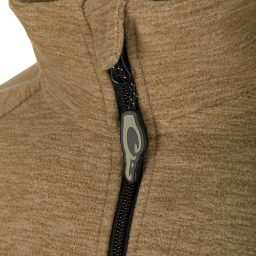 Close-up of a zipper on the Heathered Windproof Full Zip jacket