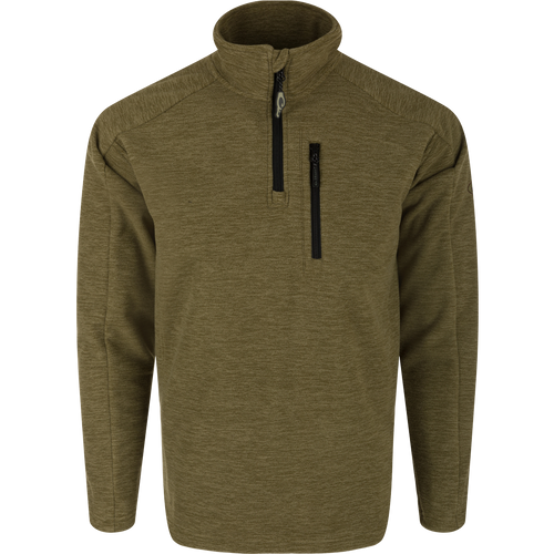 Heathered Windproof 1/4 Zip jacket with YKK zippered chest pocket. Stay warm and stylish in any weather with this cozy, windproof fleece.