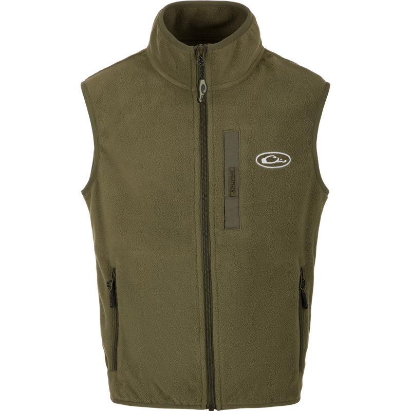 A durable and comfortable Youth Camp Fleece Vest with anti-pill treatment, moisture-wicking properties, and secure storage options.