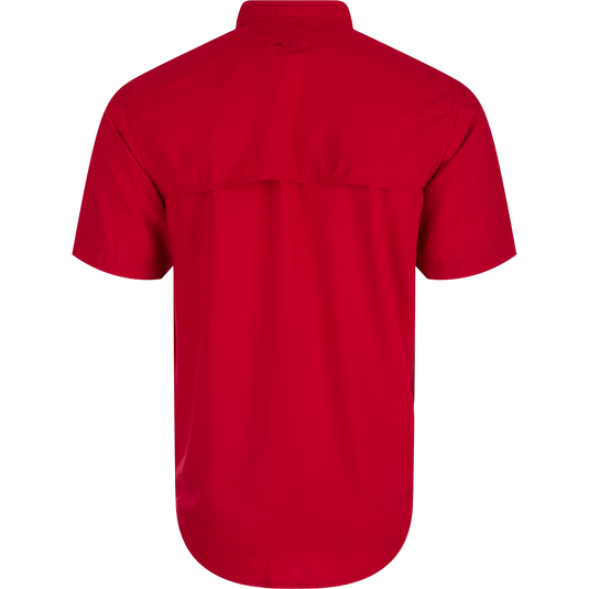 Alabama Frat Dobby Solid Short Sleeve Shirt, a performance top with hidden collar, vented back, and chest pockets.