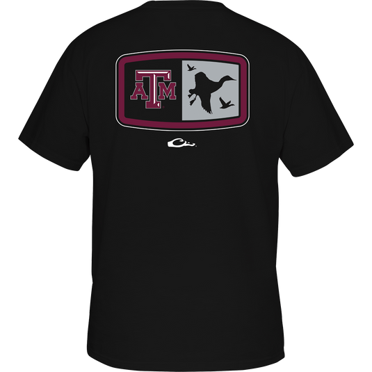 Texas A&M Drake Badge T-Shirt with logo and birds flying.
