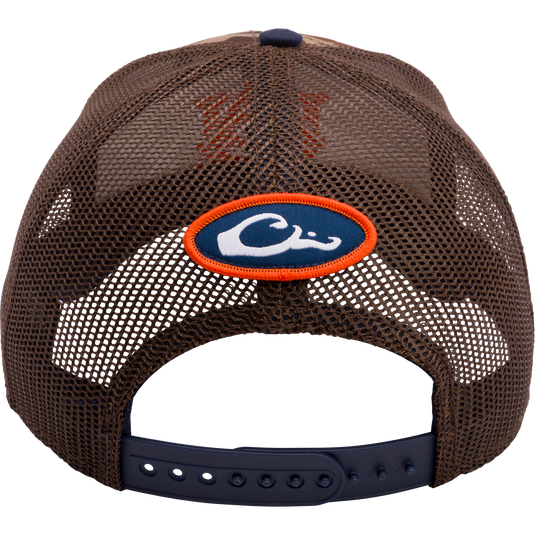 Auburn Old School Cap featuring exclusive Old School Original Camo pattern, embroidered college logo, structured crown, X-Peak visor, and adjustable snap-back closure.