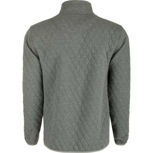 Auburn Delta Quilted 1/4 Snap Sweatshirt - A midweight, brushed cotton sweatshirt with diamond quilting and elastic cuffs.