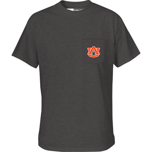 Auburn Drake Lab T-Shirt with school logo pocket on front, lightweight cotton/poly blend.