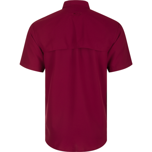 Mississippi State Frat Dobby Solid Short Sleeve Shirt with built-in stretch, UPF 30 sun protection, and moisture-wicking fabric. Classic fit with hidden button-down collar and vented cape back.