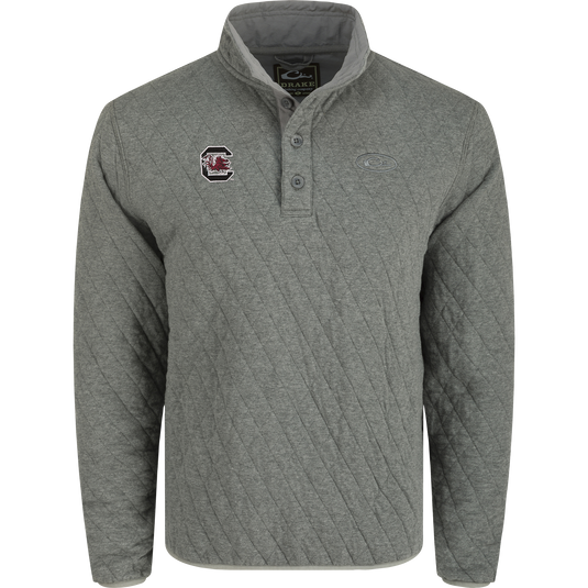 South Carolina Delta Quilted 1/4 Snap Sweatshirt - A midweight, brushed cotton sweatshirt with a logo, elastic cuff, and hem.
