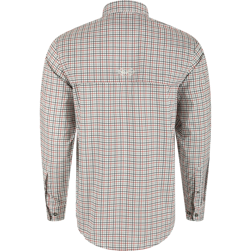 South Carolina Frat Tattersall Long Sleeve Shirt: Classic fit shirt with plaid pattern, hidden button-down collar, and two chest pockets. Lightweight, moisture-wicking fabric with UPF30 sun protection.