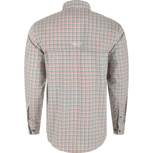 South Carolina Frat Tattersall Long Sleeve Shirt: Classic fit shirt with plaid pattern, hidden button-down collar, and two chest pockets. Lightweight, moisture-wicking fabric with UPF30 sun protection.