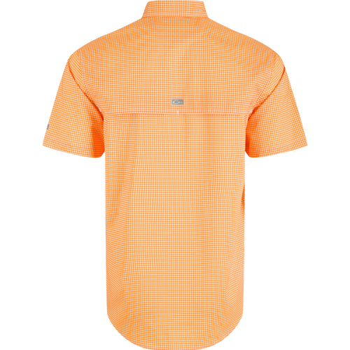 Tennessee Frat Gingham Short Sleeve Shirt, a lightweight, moisture-wicking shirt with UPF30 sun protection and hidden button-down collar.