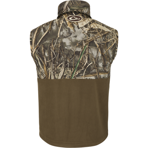 MST Eqwader Vest: A camouflage vest with waterproof protection, fleece-lined upper body, and multiple pockets for storage.