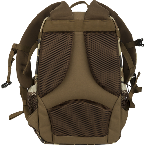 A rugged, PVC-backed Hardshell Every Day Pack with padded shoulder strap, outer zippered pouch, mesh side pockets, and interior storage. Ideal for day trips, travel, or everyday use.