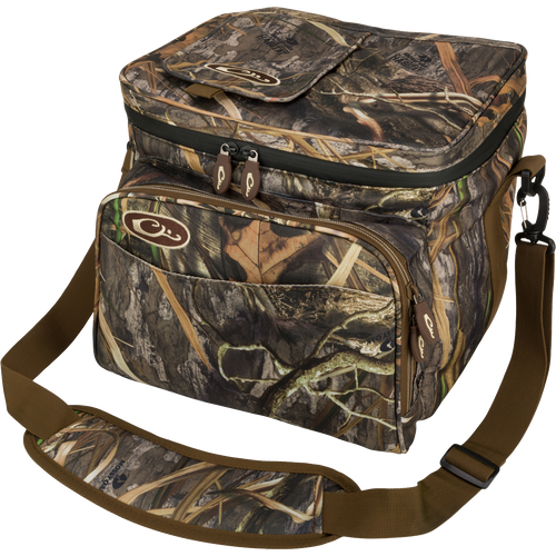 18-Can Waterproof Soft-Sided Cooler with Camouflage Pattern, Zippered Front Pocket, and Padded Shoulder Strap