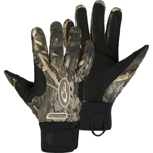 MST Refuge HS GORE-TEX Gloves: Camouflage pattern gloves with waterproof/breathable GORE-TEX® membrane for effective waterfowl hunting.