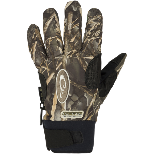 MST Refuge HS GORE-TEX Gloves with camouflage pattern, logo, and black strap. Designed for 