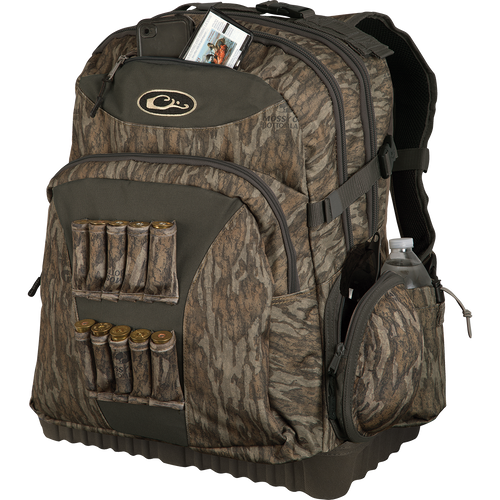 Swamp Sole Backpack: A rugged bag with front shell loops, outer storage pockets, and hydration compatibility for hunting gear and essentials.