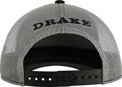 Drake 5 Panel Slick Logo Cap - A stylish, breathable trucker cap with a black and grey design and a bold Drake head logo. Perfect for everyday wear.