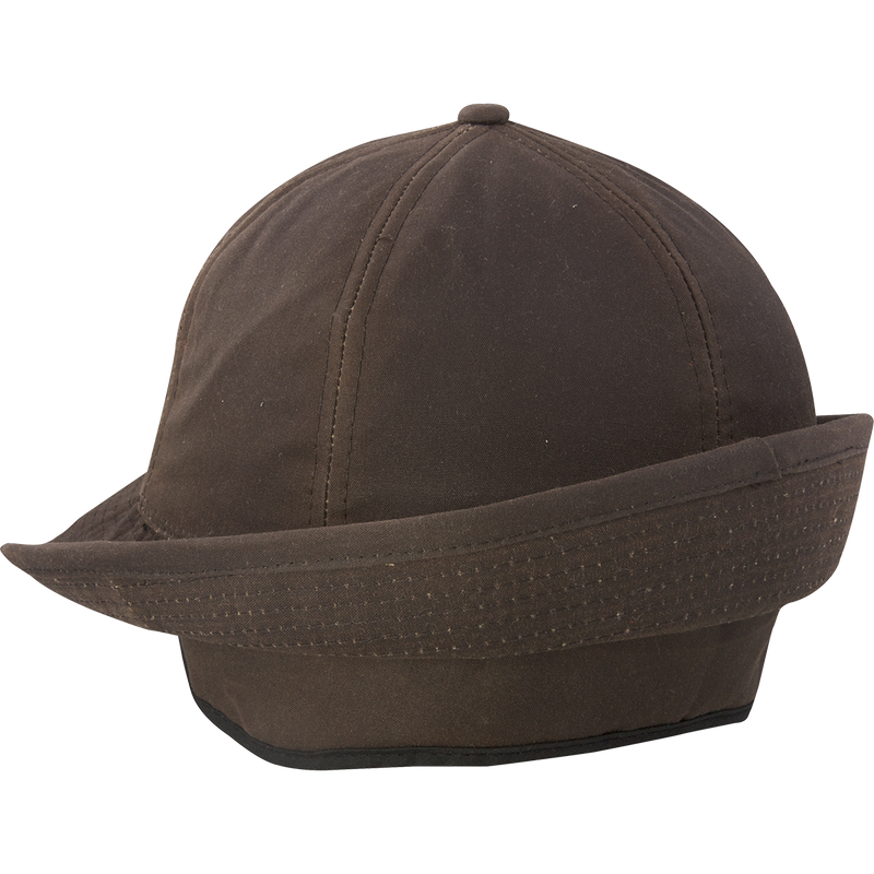 Wax Canvas Jones Hat with shape-able brim, fold-down ear flaps, and Thinsulate® insulation for heat retention.