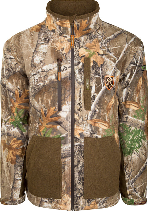 HydroHush Midweight Full Zip Jacket with Agion Active XL - Realtree Edge: A camouflage jacket with waterproof/breathable membrane layer, perfect for outdoor protection.