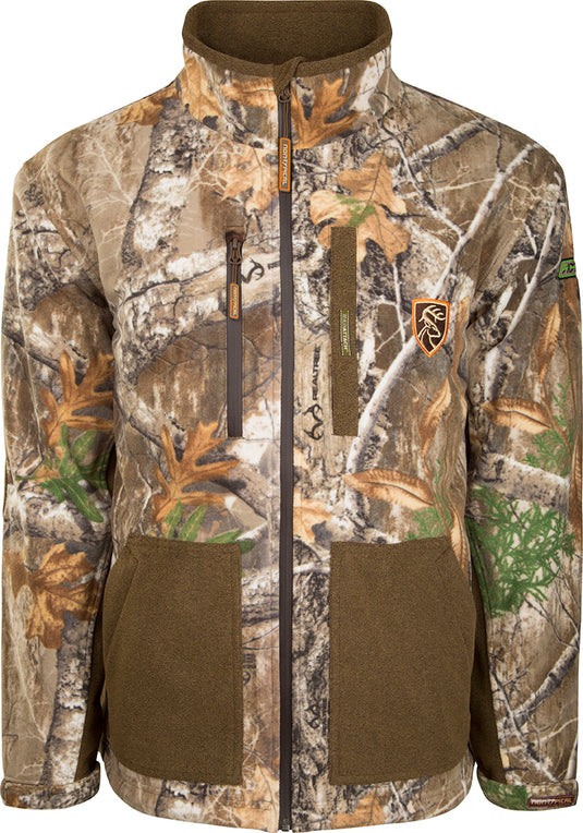 HydroHush Midweight Full Zip Jacket with Agion Active XL - Realtree Edge: A camouflage jacket with waterproof/breathable membrane layer, perfect for outdoor protection.