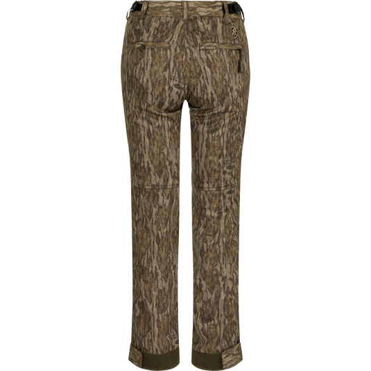 A pair of Women's Endurance Jean Cut Pants with Agion Active XL, featuring a tree pattern and camouflage design.