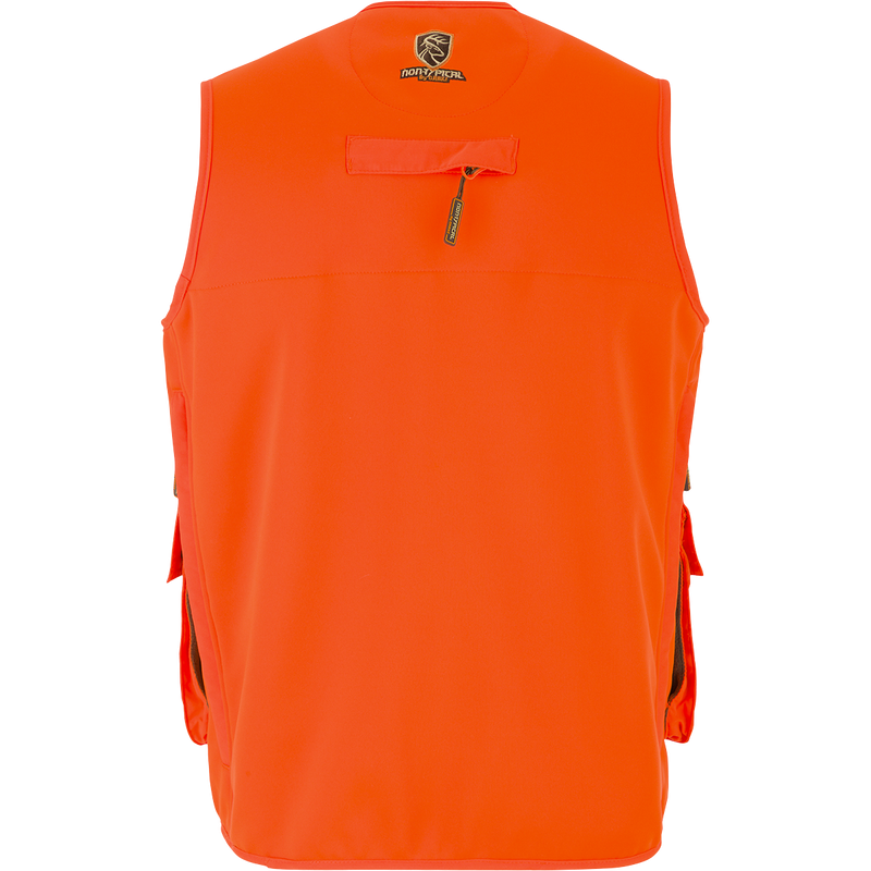 A fully functional youth Blaze Orange Vest with Agion Active XL®. Features vertical chest pockets, a front load game bag, and a large rear zippered pass-through storage pocket. Side entry fleece-lined hand warmer pockets for frigid days.