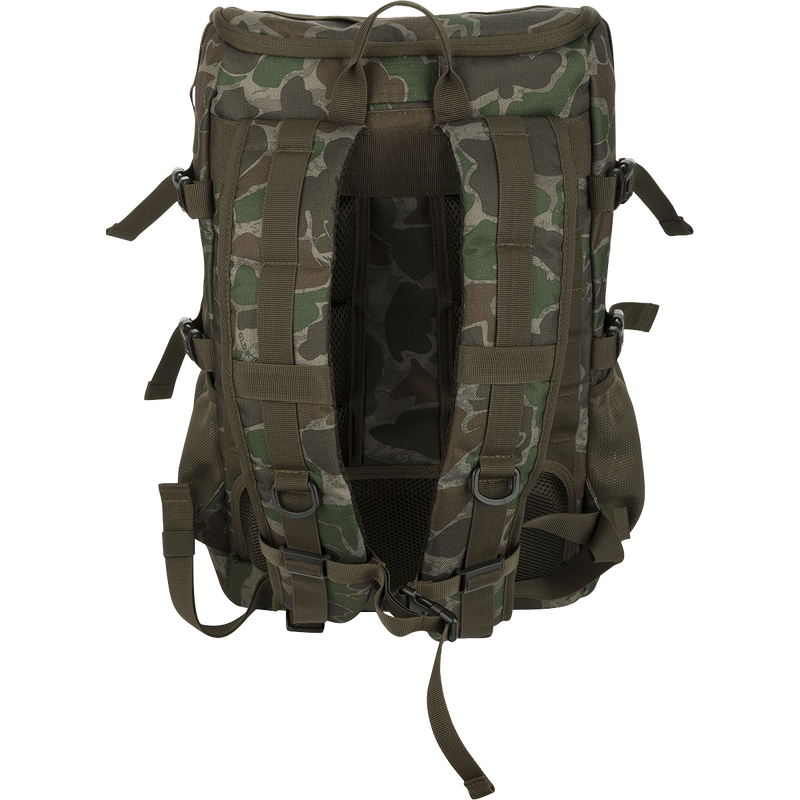 A camouflage backpack with versatile pockets and MOLLE loops for customizable functionality, the Non-Typical Rucksack is perfect for hunting.