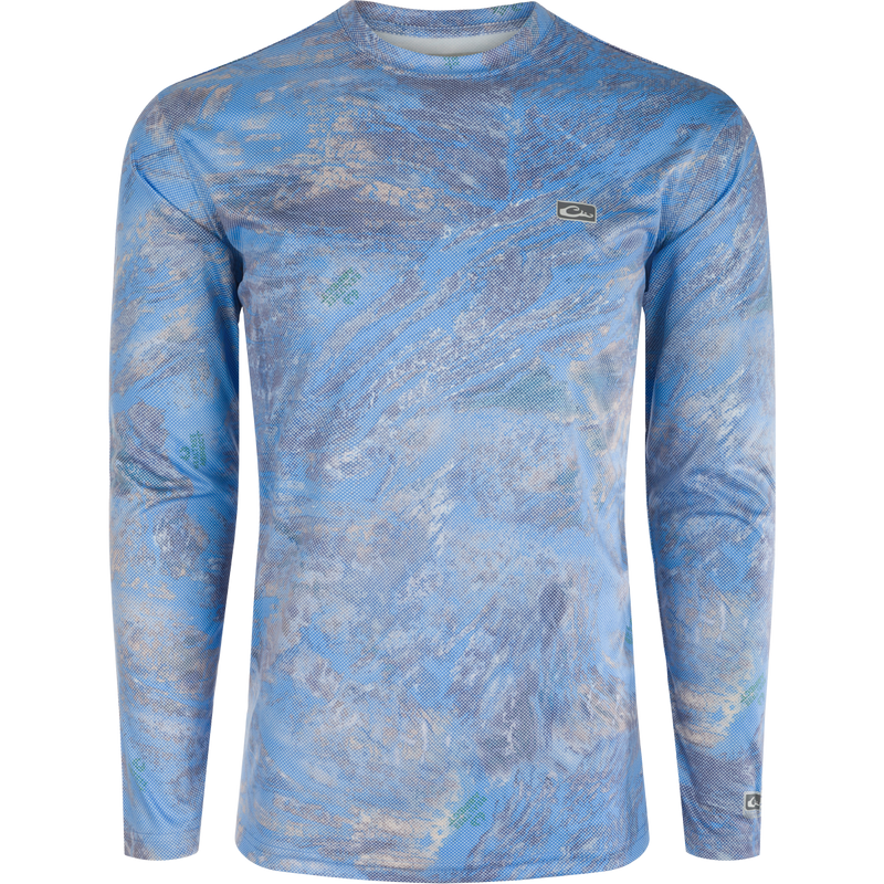Performance Realtree Aspect Dot Crew L/S, a lightweight, high-tech shirt with cooling, UPF 50, moisture-wicking, and quick-drying features.