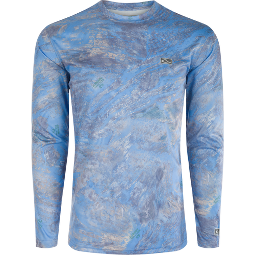 Performance Realtree Aspect Dot Crew L/S, a lightweight, high-tech shirt with cooling, UPF 50, moisture-wicking, and quick-drying features.