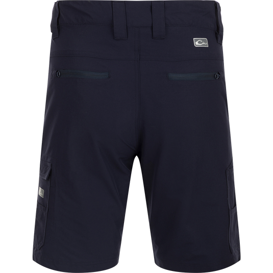 A versatile pair of Performance Hybrid Fishing Shorts with built-in stretch, moisture-wicking fabric, and quick-drying properties. Features include functional fly, multiple pockets, and adjustable waistband. Perfect for boat to bar transitions. 9-inch inseam.