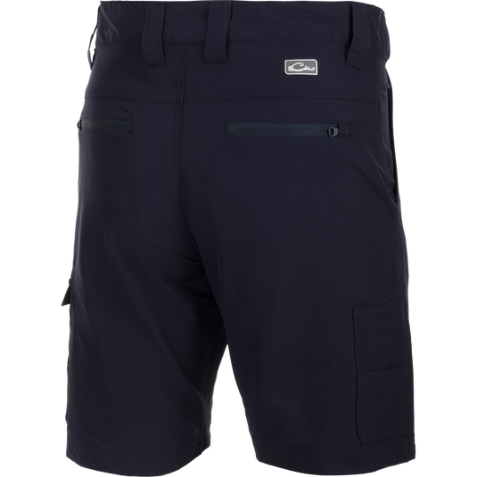 Performance Hybrid Fishing Short 9", a versatile nylon-spandex short with functional fly, multiple pockets, and adjustable waistband.