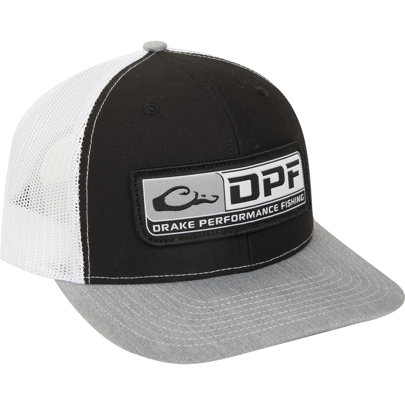 DPF Mesh Back Cap with logo, a classic trucker style hat perfect for outdoor activities and casual wear.