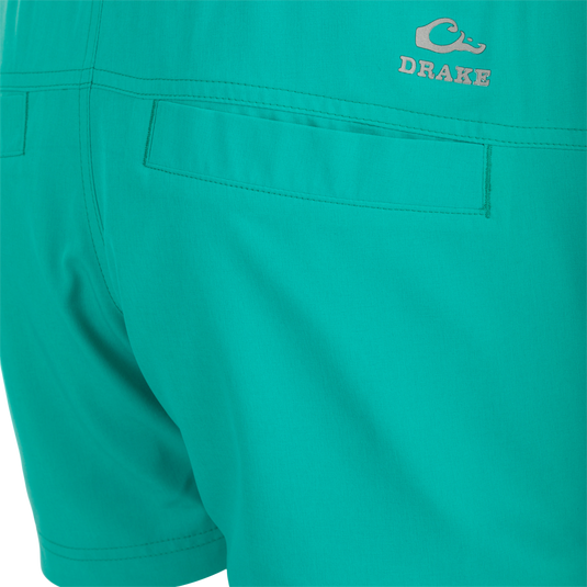 Women's Commando Lined Short 4.5": A close-up of versatile shorts with a built-in liner, back and front pockets, and an adjustable drawstring waistband.