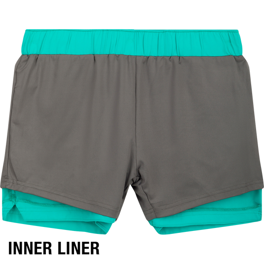 A versatile pair of women's Commando Lined Shorts with a 4.5" inseam. Features include 4-way stretch, moisture-wicking fabric, quick-drying technology, and an adjustable drawstring waistband. Perfect for the gym or beach.