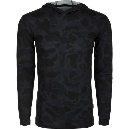 Youth Long Sleeve Performance Hoodie - A lightweight hoodie with Old School Camo pattern. Features Built-In Cooling, UPF 50, Moisture Wicking, Breathable Stretch, and quick drying. Perfect for outdoor activities.
