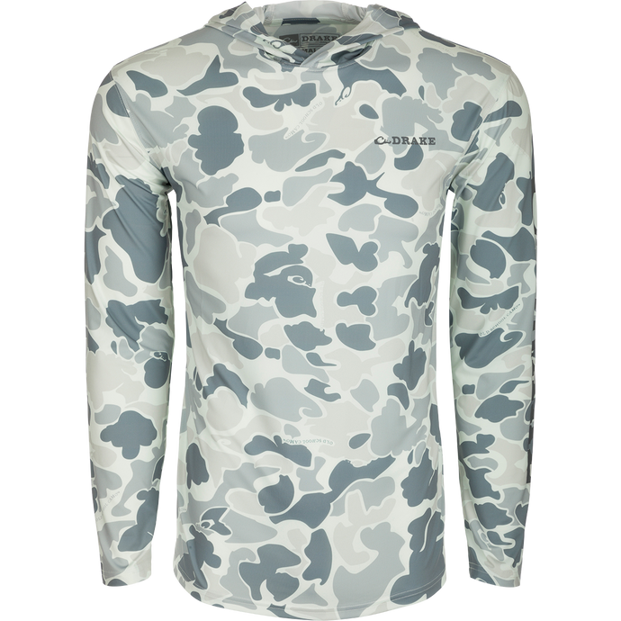 Youth Long Sleeve Performance Hoodie: Lightweight camouflage shirt with cooling, UPF 50, moisture-wicking fabric for exceptional performance.