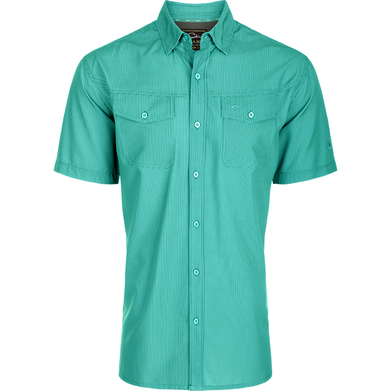 Traveler's Check Shirt S/S: Lightweight, breathable shirt with Four Way Stretch for freedom of movement and split tail hem. Perfect for the man on the go.