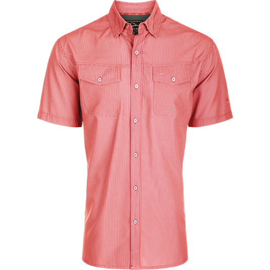 Traveler's Check Shirt S/S: Lightweight, breathable fabric with Four Way Stretch for comfort. Split tail hem for tucking or untucking. Ideal for the man on the go.